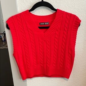 SHEIN Bright Red Knit Sweater Vest